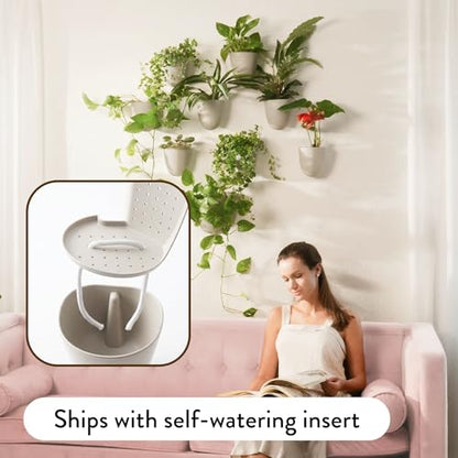 Make Good PlantPod Luxe - Self-Watering Wall Planters (Set of 6, Stone) - Easy to Water and Install - Lightweight - Design Your Own Vertical Garden - Wall Planters for Indoor Plants - color: Stone