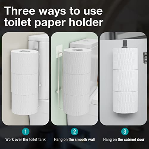 Conworld Toilet Paper Holder Brushed Nickel for 3 Roll Tissue, 1 Pack Bathroom Toilet Paper Storage Over The Tank, Stainless Steel Rustproof Bathroom Toilet Paper Roll Holder Wall Mount, Silver - color: Silver,hold 3 Rolls-1 Pcs