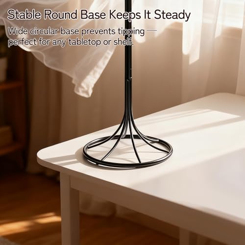 Air Plant Holder Iron Tree Stand Metal Air Plant Display with 6 Rings, Round Base Tillandsia Holder for Home Office Tabletop Decoration (Plants Not Included)