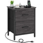 Vagusicc Nightstand with Charging Station, Bedside Table with USB Ports and Outlet, End Table Side Table with 2 Fabric Drawers for Bedroom, Living Room, Gray Walnut - color: Gray Walnut (1 Pack)
