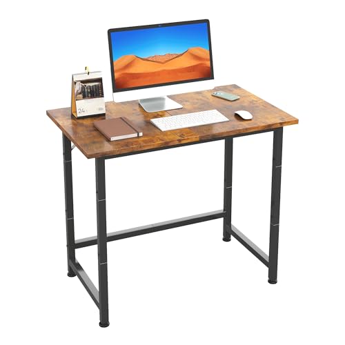 COTUBLR Small Desk, 24 Inch Small Computer Desk for Spaces, Compact Tiny Mini Simple Desk Table for Bedroom Home Office Writing Work Study Kids Student Teacher, Bonus Mousepad, Rustic Brown - color: Rustic Brown