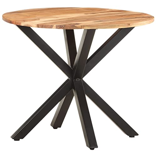 Industrial Solid Acacia Wood Side Table 26.8x26.8x22 Inches with Powder Coated Iron Legs, End Table for Living Room - color: Solid Acacia Wood