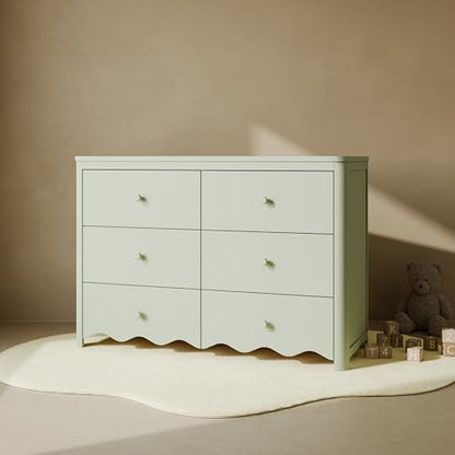 Storkcraft Casablanca 6 Drawer Dresser, Sage | GREENGUARD Gold Certified, Green Dresser for Bedroom, Kids & Nursery Storage Chest, Safety Interlocking Drawers, Kids Bedroom - color: Sage, style: 6 Drawer Dresser
