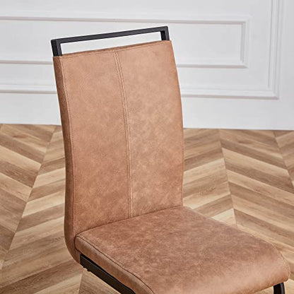 Baysitone Modern Dining Chairs Set of 4, Side & Kitchen Chairs with Leathaire Padded Seat High Back, for Dining, Kitchen & Living Room - Brown - color: Brown, size: Set of 4