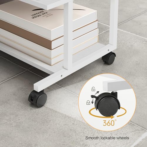 Livofloral Under Desk Printer Stand, 20.5 x 15.7 Inches Printer Table for Home Office, Printer Cart with Wheels and Storage Shelf, Rolling Industrial Printers Cart, White - color: White