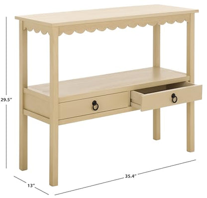 SAFAVIEH Home Collection Haven Natural Brown 2 Lower Drawer Console Table for Entryway, Living Room, Foyer - color: Natural