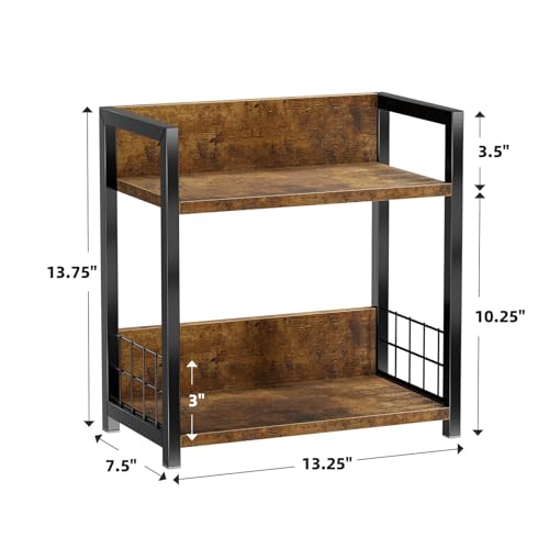 Simple Trending Countertop Shelf Organizer, 2 Tier Kitchen Spice Rack, Coffee Bar Station Storage, for Kitchen Cabinet Bathroom Living Room, Brown, M