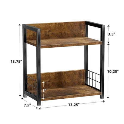Simple Trending Countertop Shelf Organizer, 2 Tier Kitchen Spice Rack, Coffee Bar Station Storage, for Kitchen Cabinet Bathroom Living Room, Brown, M
