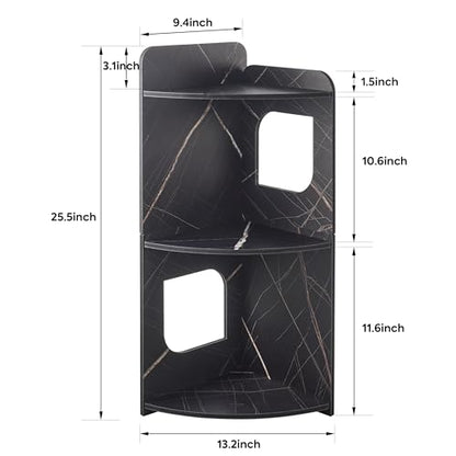 Black 3-Tier Small Corner Shelf Stand, Waterproof Bathroom Storage, Toilet Paper Storage, Corner Table for Small Spaces (Black)