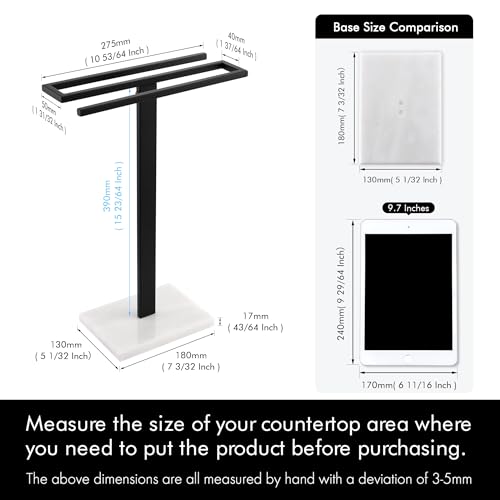 KES Black Hand Towel Holder, Free Standing Towel Rack Towel Stand S-Shape with Marble Base for Bathroom Countertop SUS304 Stainless Steel Matte Black, BTH223-BK - color: Matte Black