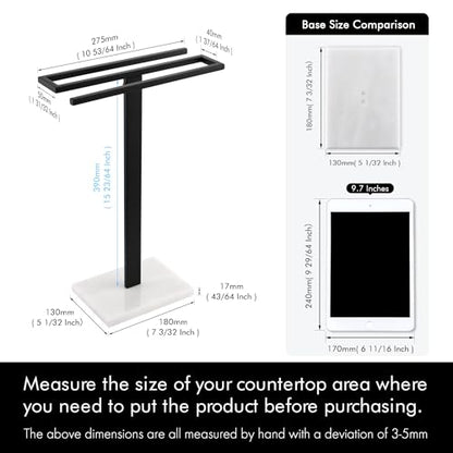 KES Black Hand Towel Holder, Free Standing Towel Rack Towel Stand S-Shape with Marble Base for Bathroom Countertop SUS304 Stainless Steel Matte Black, BTH223-BK - color: Matte Black