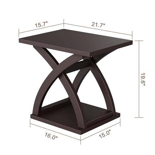 ChooChoo End Side Table, Modern End Table with Storage Shelf | Simple shape, Living Room, Espresso - color: Espresso, size: 15.7"D x 21.7"W x 19.6"H