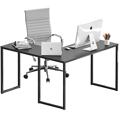 SHW Mission 48 x 48 Inches L-Shape Home Office Computer Desk, Black - color: Black, size: 48-Inch L-Shaped
