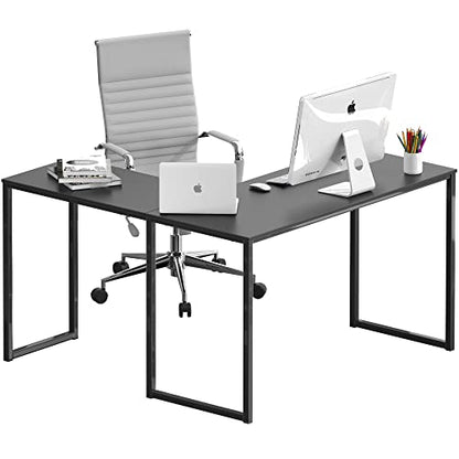 SHW Mission 48 x 48 Inches L-Shape Home Office Computer Desk, Black - color: Black, size: 48-Inch L-Shaped