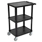 Pearington 3-Tier Compact Multi-Purpose Plastic Utility Cart with Lockable Wheels up to 300LBS, Black - size: 3 Shelves