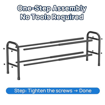 ENJOYBASICS 2 Tier Expandable Shoe Rack for Closet, Free Standing Metal Shoe Shelf Storage Organizer Holder 8 Pairs, Adjustable Width Shoe Rack for Entryway Small Space, Black - size: 2 Tier (4-8 Pairs)