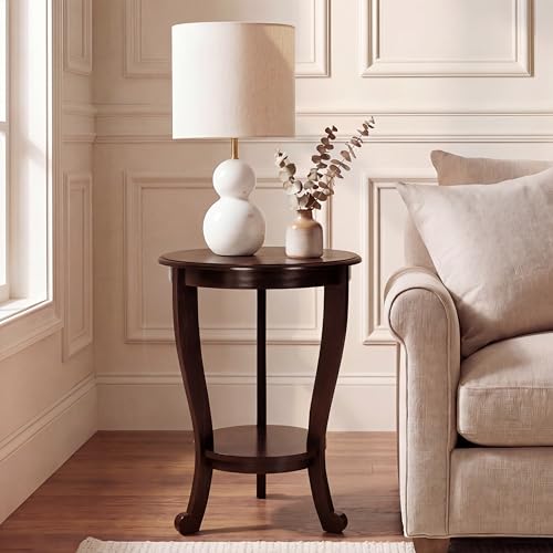 SAFAVIEH Furniture - Mary Pedestal Table - Distressed Black - Solid Wood - Farmhouse Pedestal Design - Ideal for Living Room, Entryway, Home Office, 18.1" W x 18.1" D x 26" H (AMH5711B) - color: Distressed Black