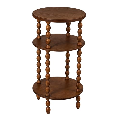 Creative Co-Op Bobbin Leg Round Wood Accent Table, Walnut - color: Walnut Color, size: 15.75"L x 15.75"W x 29.5"H