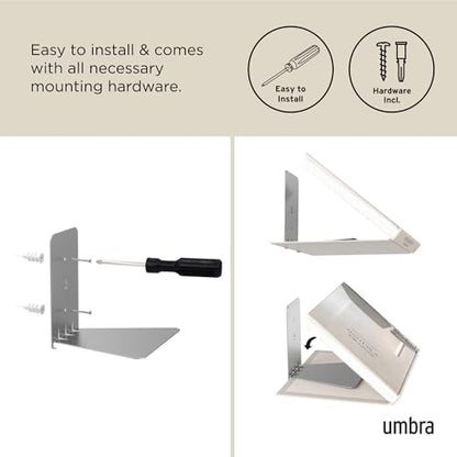 Umbra Conceal, Sturdy Metal Floating Bookshelf for Wall, Silver, Small, Set of 3 - size: Set of 3, Small