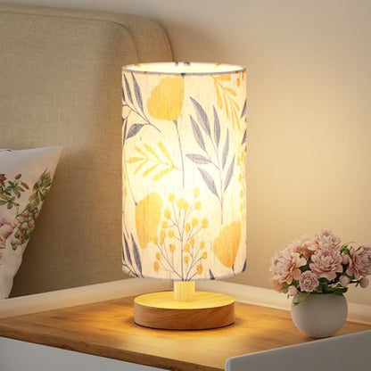 Fenmzee Ginkgo Table Lamp for Bedroom - Inline Control, Small Bedside Lamp with 3000K A15 LED Blub, Easy Assembly (Ginkgo Cream Shade, 9" Inline Control) - color: Ginkgo Cream Shade