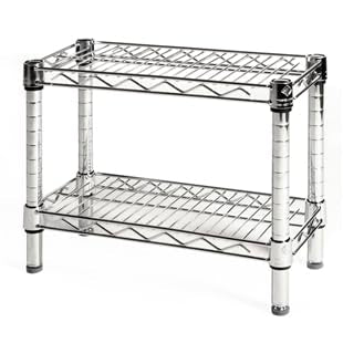 Shelving Inc. 12" d x 18" w Chrome Wire Shelving with 2 Tier Shelves, Weight Capacity 800lbs Per Shelf - size: 12" d x 18" w x 14" h