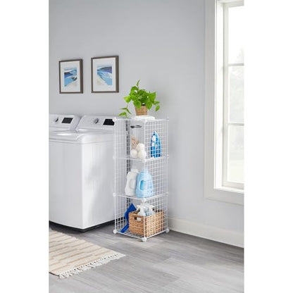 Rubbermaid 3 Piece Storage Wire Stackable Cube Set Easy Assemble White for Closet/Bookshelf/Toys Multi-Use Home Organizer - style: Storage Cubes