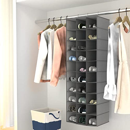 Libeder Hanging Closet Organizers - 30 Section Shoe Shelves, Space Saving Shoe Holder Grey - color: Grey, size: 30 Sections