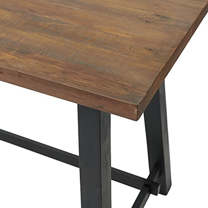 Alaterre Furniture Adam 48 in. Solid Pine Wood Desk, Rustic Industrial Style with Distressed Black Sawhorse Legs, Natural Wood Finish, Home Office Workstation, 48 in. W x 23 in. D x 30 in. H - size: 48"W