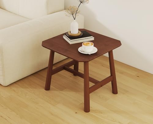 CIMOTA Solid Wood Side Table Modern Small Square End Table for Living Room Farmhouse Narrow Nightstand for Small Spaces/Bedroom/Office, Walnut Finish - color: Walnut