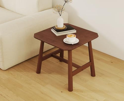 CIMOTA Solid Wood Side Table Modern Small Square End Table for Living Room Farmhouse Narrow Nightstand for Small Spaces/Bedroom/Office, Walnut Finish - color: Walnut