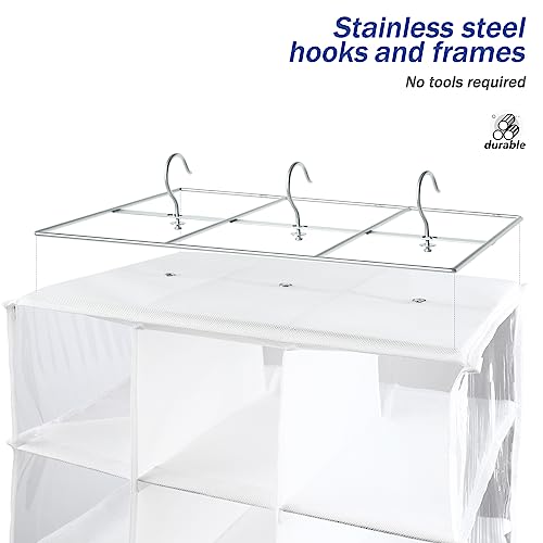 Libeder Hanging Closet Organizers - 30 Section Shoe Shelves, Space Saving Shoe Holder, White - color: White, size: 30 Sections