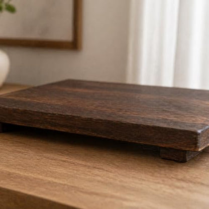 Wood Riser Pedestal Stand 12 x 7 Inch,Decorative Bathroom Counter Organizer, Farmhouse Decor Pedestal Stand Wood Riser, Display Kitchen Accessories Soap Holder for Sink, Counter,Vanity
