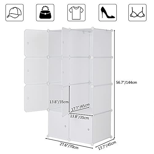 8-Cube Cube Storage, Organizer Stackable Plastic Cube Storage Shelves Design Multifunctional Modular Closet Cabinet with Hanging Rod DIY Stackable Bookshelf, Modular shelving Units Ideal for Home
