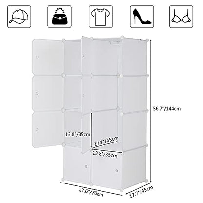8-Cube Cube Storage, Organizer Stackable Plastic Cube Storage Shelves Design Multifunctional Modular Closet Cabinet with Hanging Rod DIY Stackable Bookshelf, Modular shelving Units Ideal for Home