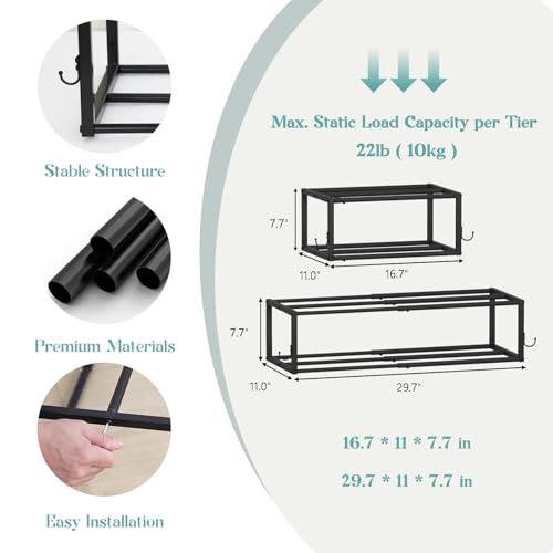 4 Pack Wall Mounted Coat and Shoe Rack Entryway, Space Saving Storage Bench for Entryway，Wall Coat Rack with Hooks, Adjustable Hanging Shoe Rack (Hold 12 Pairs), for Hallway, Entryway, Black - size: shoe and coat rack