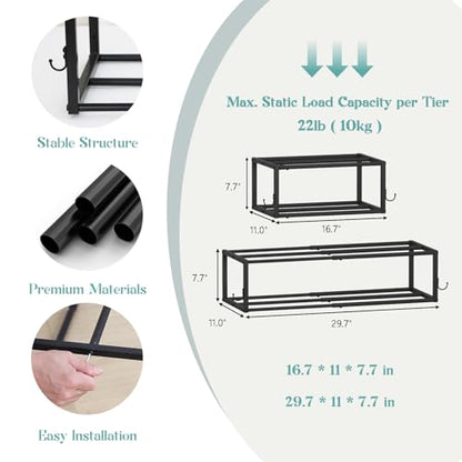 4 Pack Wall Mounted Coat and Shoe Rack Entryway, Space Saving Storage Bench for Entryway，Wall Coat Rack with Hooks, Adjustable Hanging Shoe Rack (Hold 12 Pairs), for Hallway, Entryway, Black - size: shoe and coat rack