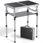 Anbte Folding Camping Table, Aluminum 24" x 16" Adjustable Height Small Folding Table with Carrying Handle, Lightweight, Portable Camping Table Waterproof for Outdoor Indoor Picnic Beach BBQ (Black) | Portable Picnic Table with Net Storage, Quick Assembly
