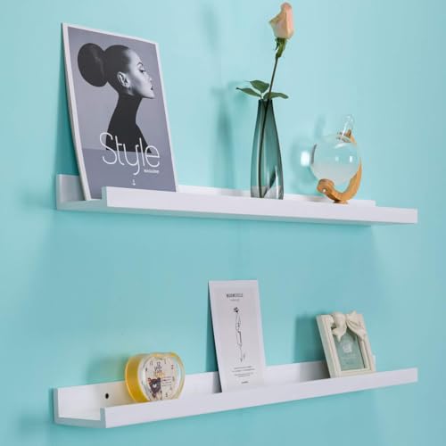 AZSKY 36 Inch Picture Ledge Shelf Floating Shelves Wall Mounted Set of 2 White - color: White, size: 36in set 2