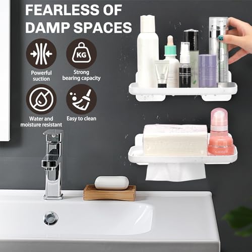 4 Pack Floating Shelves for Wall, Self Adhesive Small Shelf, No Drill Adhesive Wall Shelf, Floating Shelves Damage-Free Expand Walls Space for Living Room Kitchen Bathroom (White) - color: White