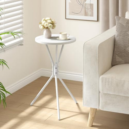 TUTOTAK Small Round End Table, Mini Side Table, Drink Table, Pedestal Table | for Small Spaces, Accent Nightstand, livingroom, Bedroom, White TB01BW098 - color: White, size: 1 Pack, style: Triangle