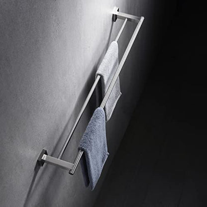 Miyili 30-Inch Bathroom Double Towel Bar Brushed Stainless Steel Bath Towel Rack Holder Wall Mount, A02N75B - color: Brushed Steel, size: 30-Inch