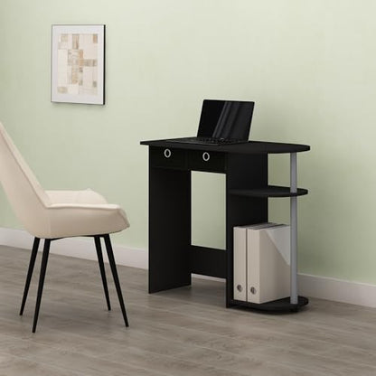 Ipoh Home Computer Desk, 32 Inch Writing Desk, Study Desk with Side Shelves and Bin Storage, for Home Office, Study Room, Black/Grey - color: Black/Grey