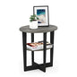 Furinno JAYA Side Table, 2-Tier Round Modern End Table with Oval Tabletop, Night Stand, Bedside Table with Open Shelf, for Living Room, Bedroom, French Oak - color: French Oak/Black, size: 1-Pack, 2 Tiers, Oval Panel