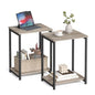 VASAGLE Side Tables Set of 2, Small End Table, Nightstand for Living Room, Bedroom, Office, Bathroom, Greige and Black ULET272B02 - color: Greige + Black