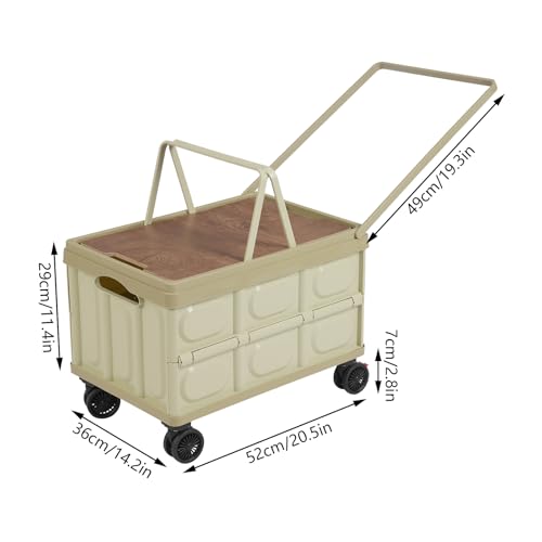 Foldable Rolling Cart, 55L Portable Organizer C-Art with 4 Wheels, 20.5x14.2x11.4in Freestanding Foldable Organizer Rolling Cart with Handles, Practical Top Cover, Grooves (Green) - color: Green