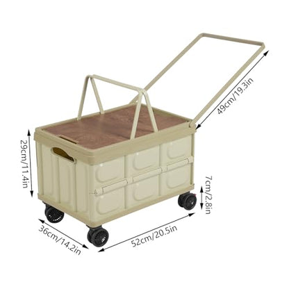 Foldable Rolling Cart, 55L Portable Organizer C-Art with 4 Wheels, 20.5x14.2x11.4in Freestanding Foldable Organizer Rolling Cart with Handles, Practical Top Cover, Grooves (Green) - color: Green