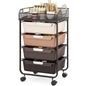 SYKIARIOL 4-Drawer Rolling Storage Cart with Mesh Top, Utility Craft Organizer Cart on Wheels with DIY Labels, Rolling Drawer Cart for Home Office Classroom Bedroom, Brown - color: Brown