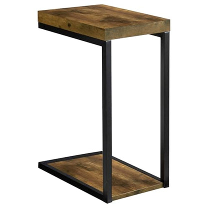 Coaster Home Furnishings - Beck - Engineered Wood and Metal - 11.5-Inch C-Shaped Sofa Side Table with Slim Base and Plastic Glides - Living Room - Rustic Nutmeg - 931246