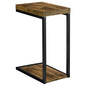 Coaster Home Furnishings - Beck - Engineered Wood and Metal - 11.5-Inch C-Shaped Sofa Side Table with Slim Base and Plastic Glides - Living Room - Rustic Nutmeg - 931246