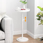 Small Side Table, Drink Table, Height Adjustable Round End Table, Pedestal Side Table for Small Spaces in Living Room, Bedroom, White - color: White